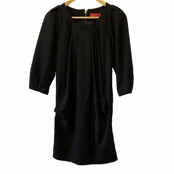 VERO MODA Black Puff Sleeve Draped Pockets Dress S - Picture 1 of 5
